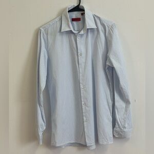 BOSS Hugo Boss Dress Shirt Men's 15 32/33 Blue Striped Long Sleeve Button Up